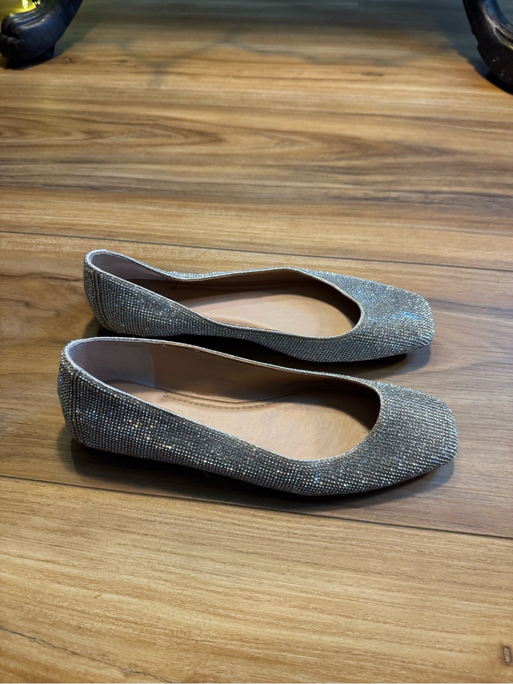 INC International Concepts Silver Crystal-Embellished Ballet Flats